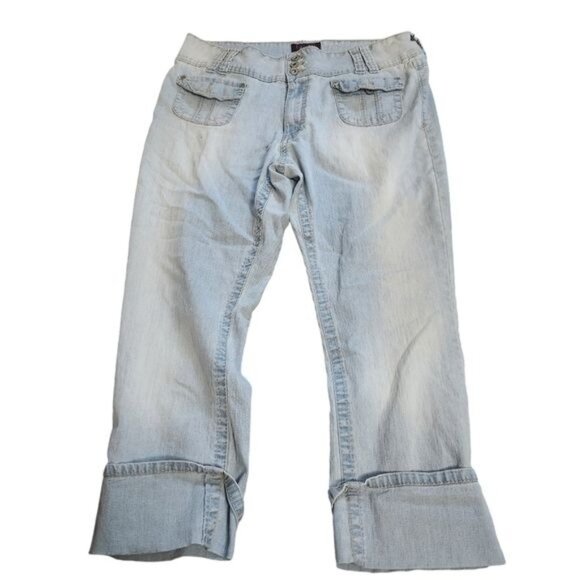 Angels Plus Size 14 Y2K Cuffed Stretch Jean Capris - Picture 1 of 5